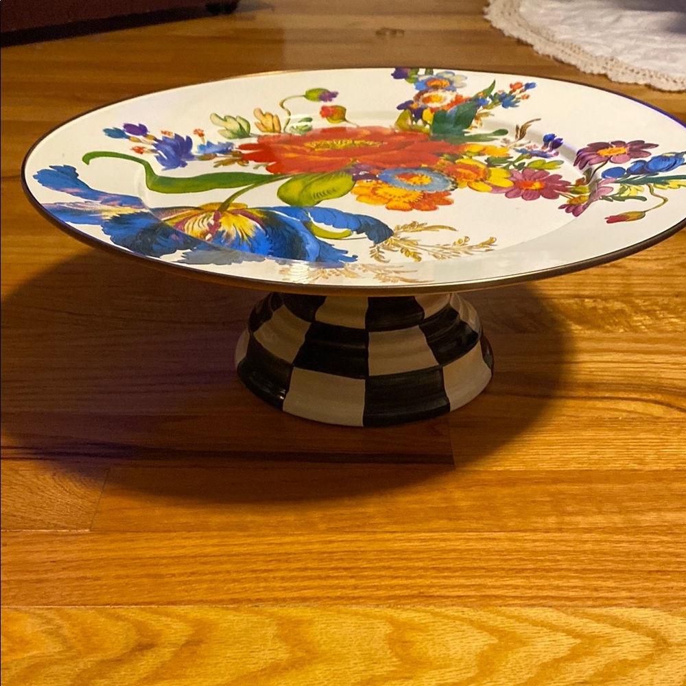 EUC MacKenzie Childs Flower Market pedestal platter.